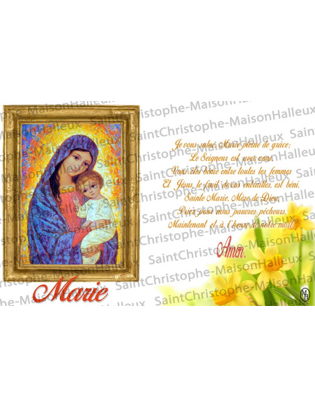 Carte postale Je vous Salue Marie prière - aimantée