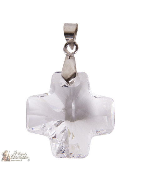 Swarovski kristallen kruis hanger - echt 925 zilver