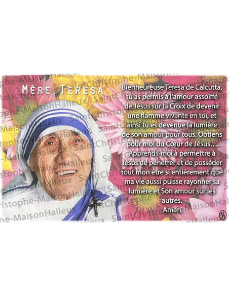 Postal Oración Madre Teresa - magnética