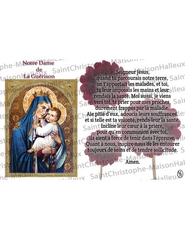 Carte postale Notre Dame de la Guérison prière - aimantée