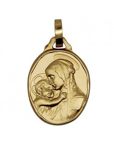 Médaille Vierge Marie à l'enfant - Plaqué or