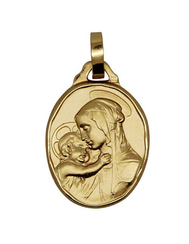 Medaglia Vergine Maria con Bambino - Placcato oro