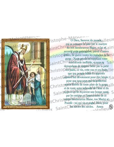 Postcard Saint Blaise prayer - magnetic