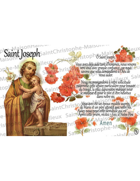 Postcard Saint Joseph prayer - magnetic