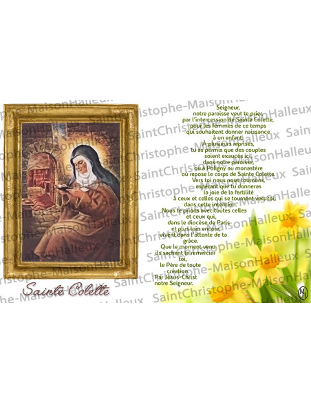 Cartolina Santa Colette preghiera - magnetica