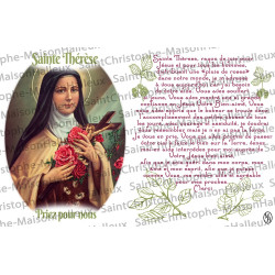 Postcard Saint Theresa prayer - magnetic