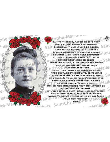 Carte postale Sainte Thérèse prière - aimantée