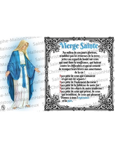 Postcard Blessed Virgin Mary prayer - magnetic