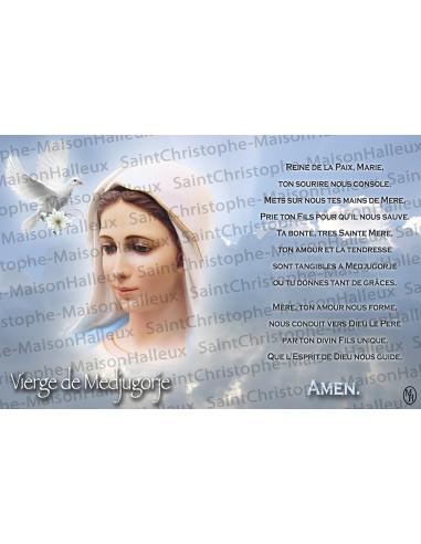 Carte postale Vierge de Medjugorje prière - aimantée
