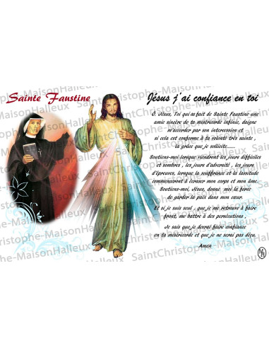 Postcard Saint Faustina prayer - magnetic