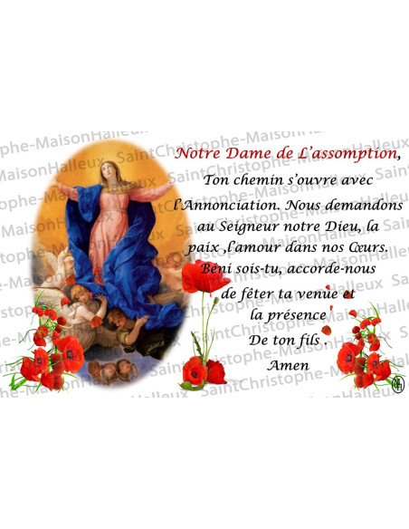 Carte postale Notre Dame de L'assomption prière - aimantée