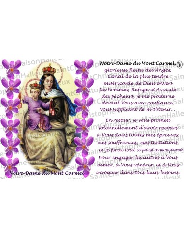 Carte postale Notre Dame du Mont Carmel prière - aimantée