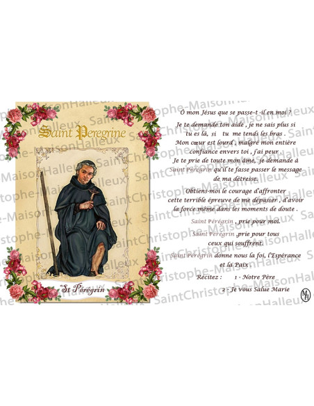 Postcard Saint Peregrine prayer - magnetic
