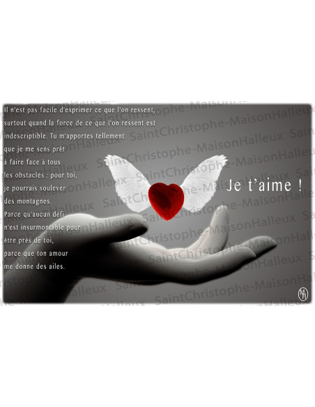 Carte postale Amour prière - aimantée