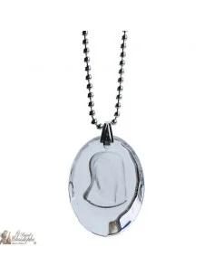 Ketting hanger medaille van de Maagd Maria in doorschijnend glas