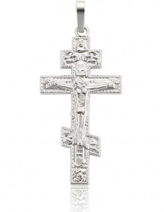 Pendant Orthodox cross metal Rhodium