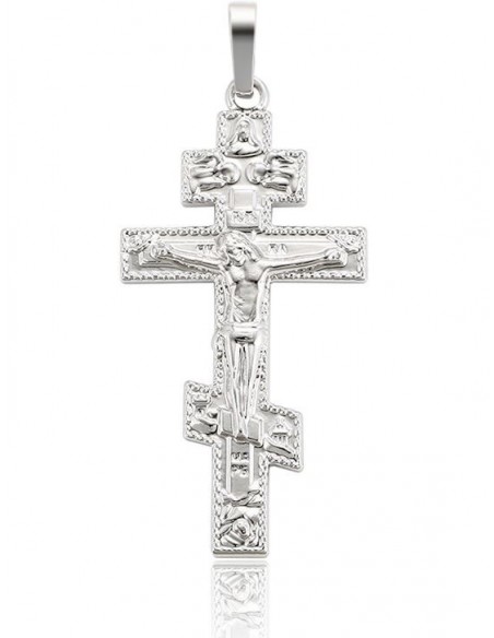 Pendant Orthodox cross metal Rhodium