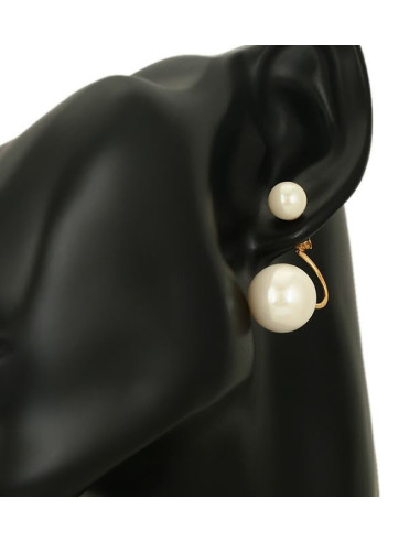 Boucles d'oreilles perles nacrées - plaqué or 24 K