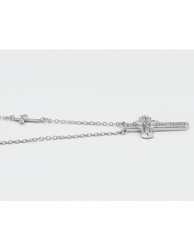 Collana doppia croce doppia croce Colore rodio