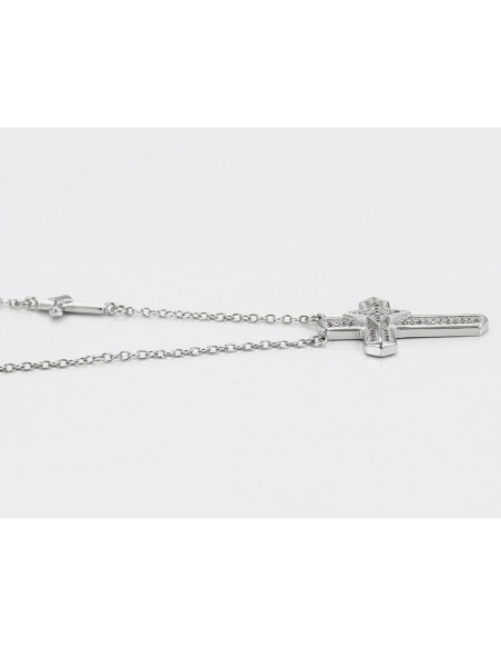 Necklace double cross Rhodium color