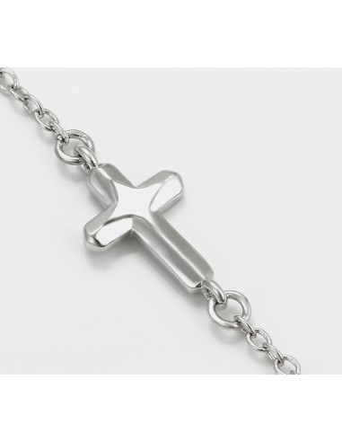 Necklace double cross Rhodium color