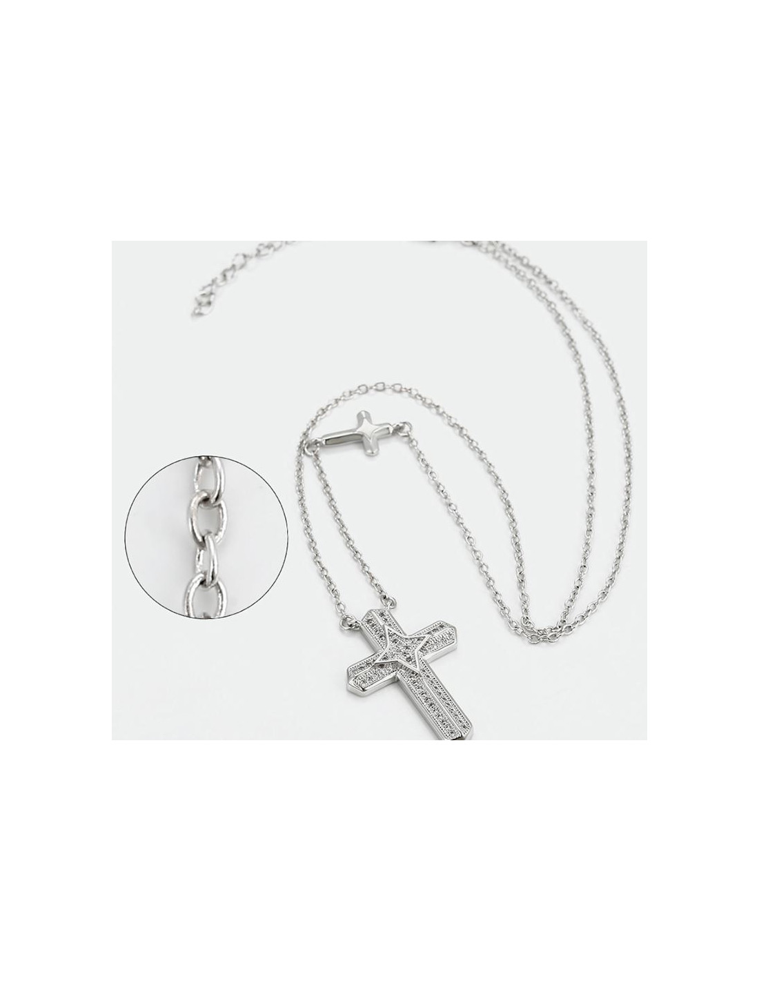 Girocollo Donna A Doppia Croce Con Zirconi, Placcato Oro 18K, Rame Ipoallergenico, Regalo Elegante