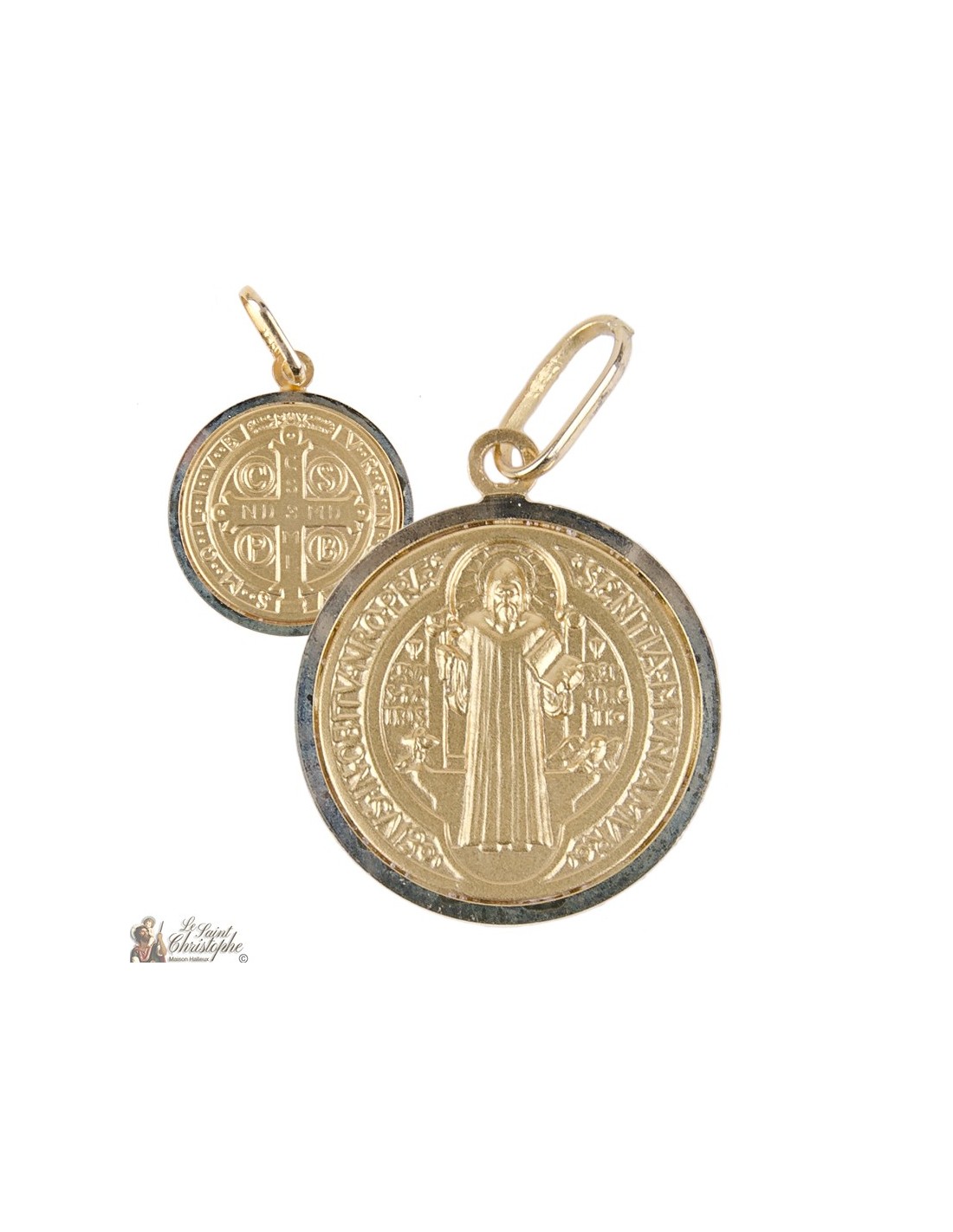 Refrein Previs site Uitwerpselen Medaille van Sint-Benedictus massief goud 18 karaat - 16 mm
