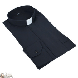 Chemise pour prêtre noire manches longues
