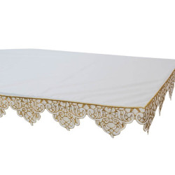 Nappe d'autel brodée avec dentelle 3 cotés