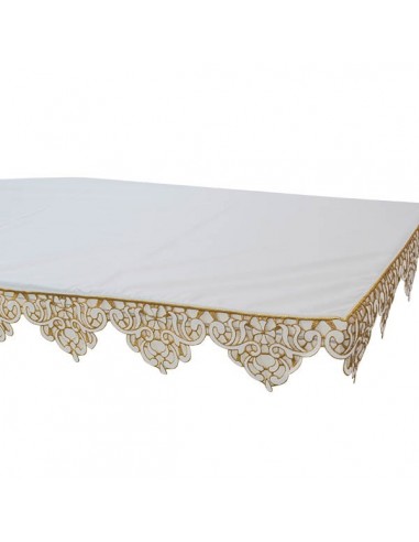 Nappe d'autel brodée avec dentelle 3 cotés