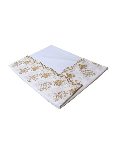 Nappe d'autel broderie croix or- 3 cotés