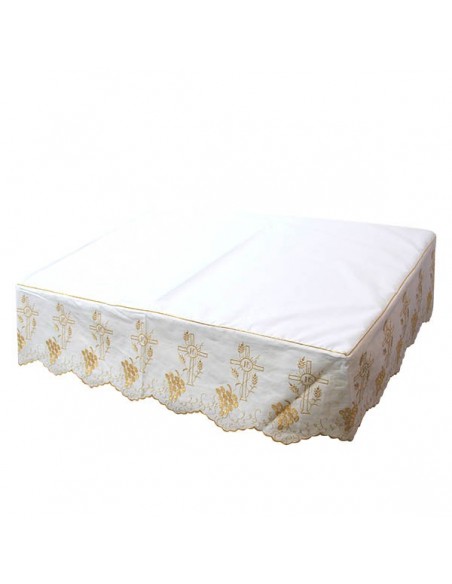 Nappe d'autel broderie croix or- 3 cotés