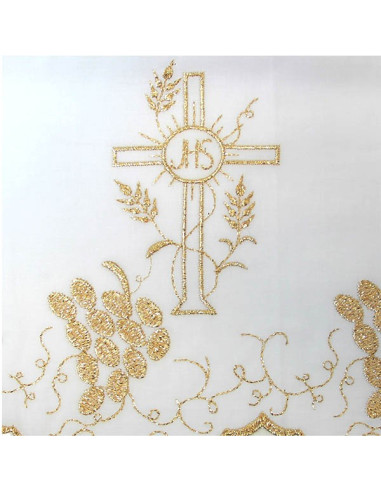 Altar tablecloth embroidery cross gold - 3 sides