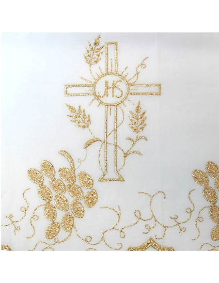 Nappe d'autel broderie croix or- 3 cotés