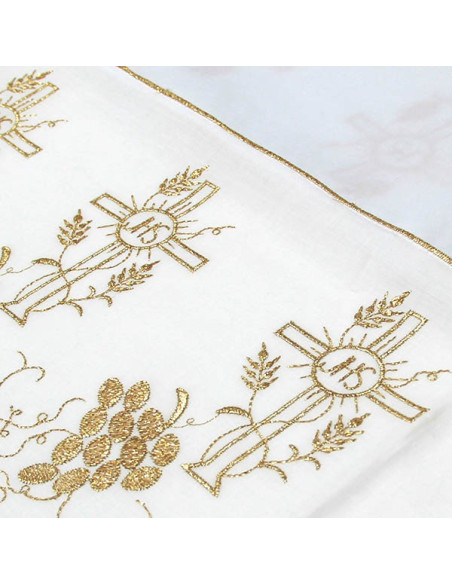 Altar Tischdecke Stickerei Kreuz gold - 3 Seiten