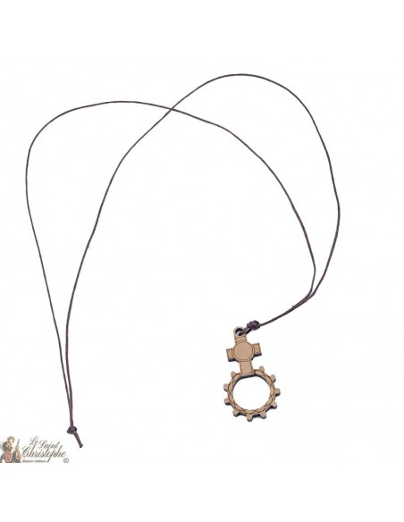 Collier dizaine en bois naturel