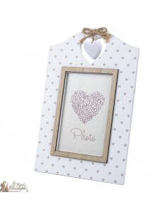 Marco de fotos con motivos de corazón de madera