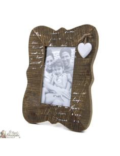 Photo frame with wooden heart