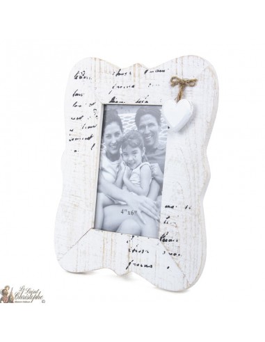 Photo frame with wooden heart