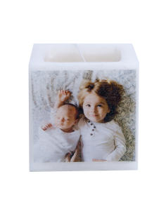 Bougie parfumée et colorée dans la masse avec photo personnalisable