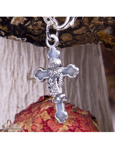 Pulsera de cuentas de cruz de cáliz