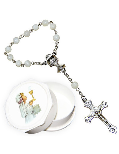 Ten mother-of-pearl pearls with communicating box - girl