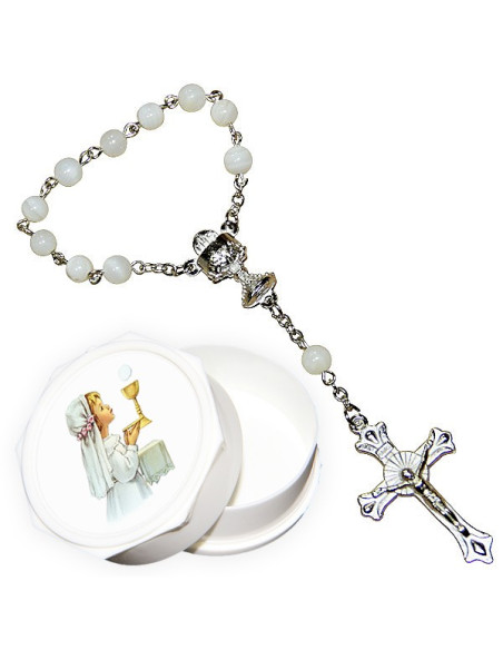 Ten mother-of-pearl pearls with communicating box - girl