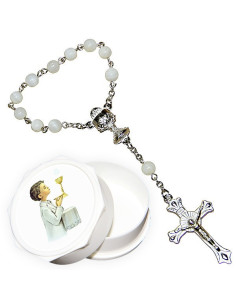 Dieci perle di madreperla con scatola per comunione - Ragazzo