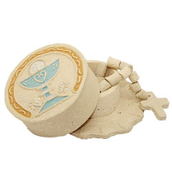 Scatola con dieci rosari in terracotta