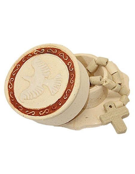 Doos met tien terracotta rozenkransen