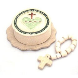 Caja con diez rosarios de terracota