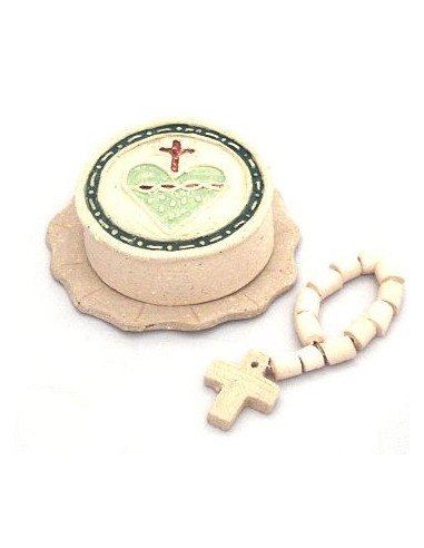 Scatola con dieci rosari in terracotta