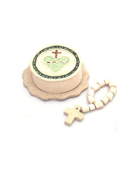 Doos met tien terracotta rozenkransen