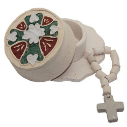 Doos met tien terracotta rozenkransen